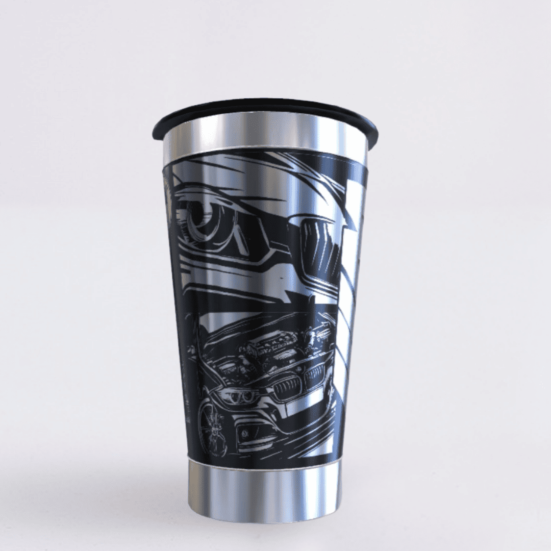 BMW – Copo Térmico Preto Personalizado 360° a Laser + Brinde