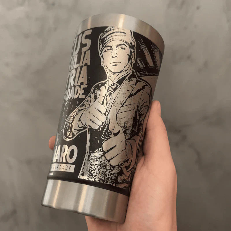 Copo do Capitão #01 – Copo Térmico Preto Personalizado 360° a Laser + Brinde