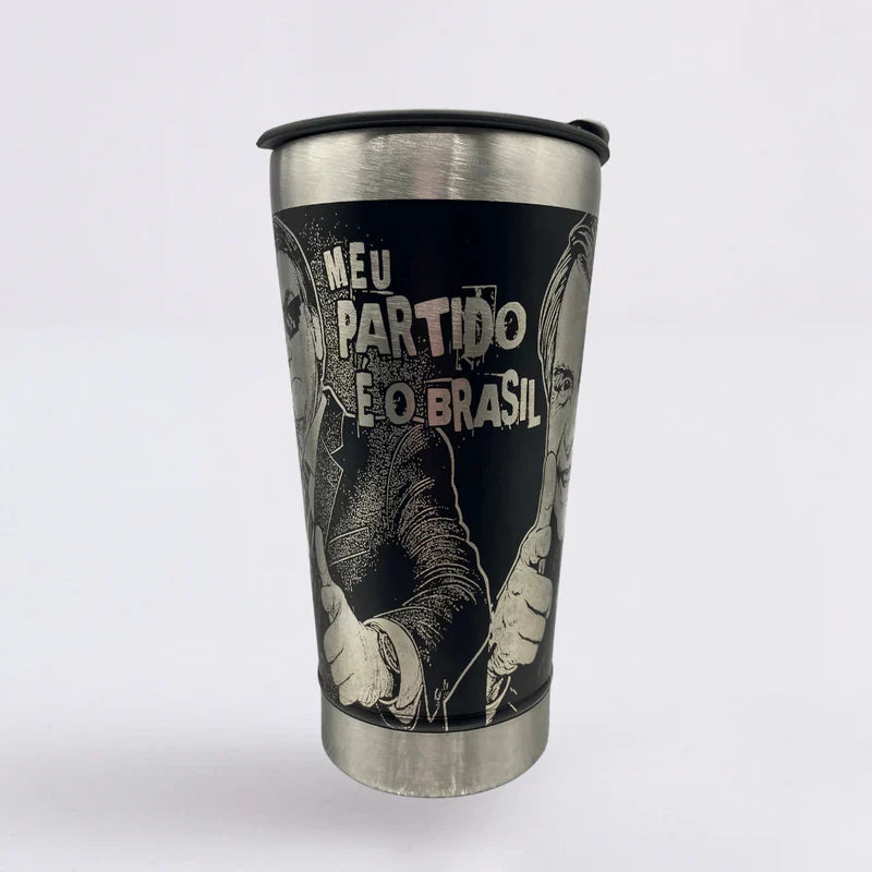 Copo do Capitão #03 – Copo Térmico Preto Personalizado 360° a Laser + Brinde