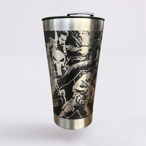 The Punisher #01 | Copo Térmico Preto Personalizado 360° a Laser + Brinde