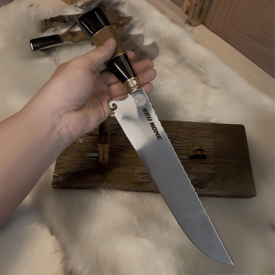 Faca Artesanal 4mm Aço Inox 420C | Seu Nome Personalizado Grátis