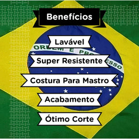 Bandeira do Brasil Grande (1.2M X 1.8M) Dupla Face para Mastro e Parede com Cores Fortes e Nítidas