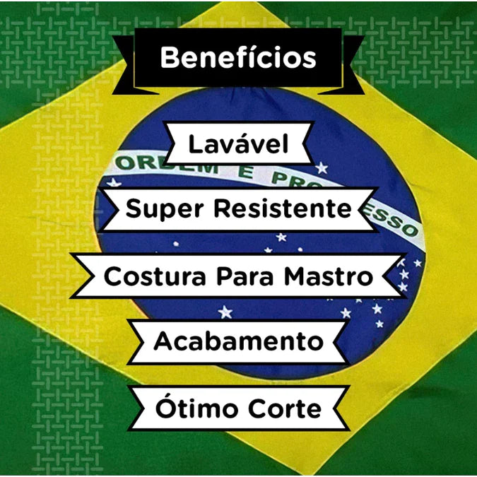 Bandeira do Brasil Grande (1.2M X 1.8M) Dupla Face para Mastro e Parede com Cores Fortes e Nítidas