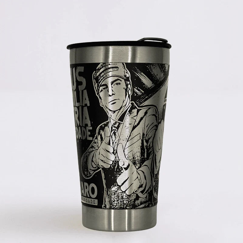 Copo do Capitão #01 – Copo Térmico Preto Personalizado 360° a Laser + Brinde